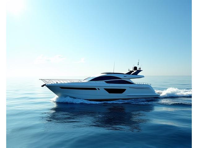 アジムット45フィートモーターヨット、青い海を航行中